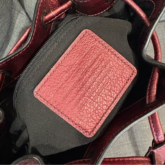 Coach Maroon Burgundy Leather Crossbody Drawstring Bucket Bag - Picture 3 of 9